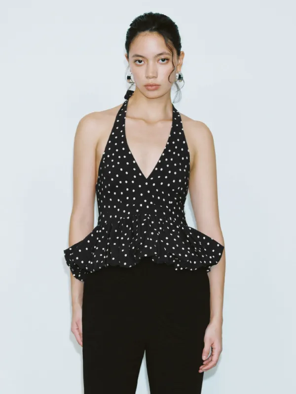 Polka Dot Halter Neck Cami Tops sold by Urban Revivo