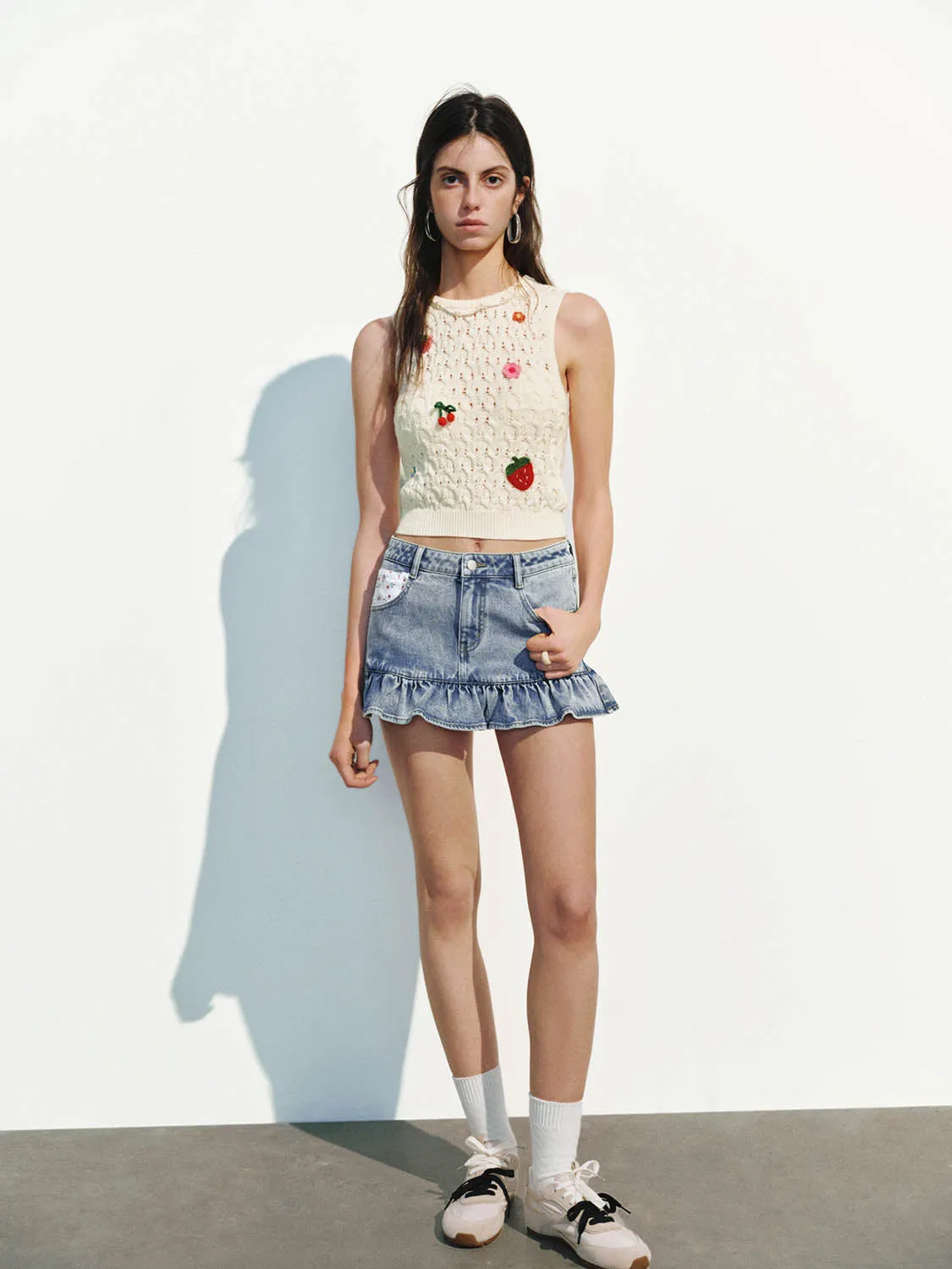 Denim Ruffle Hem Skirts sold by Urban Revivo product image thumbnail 4