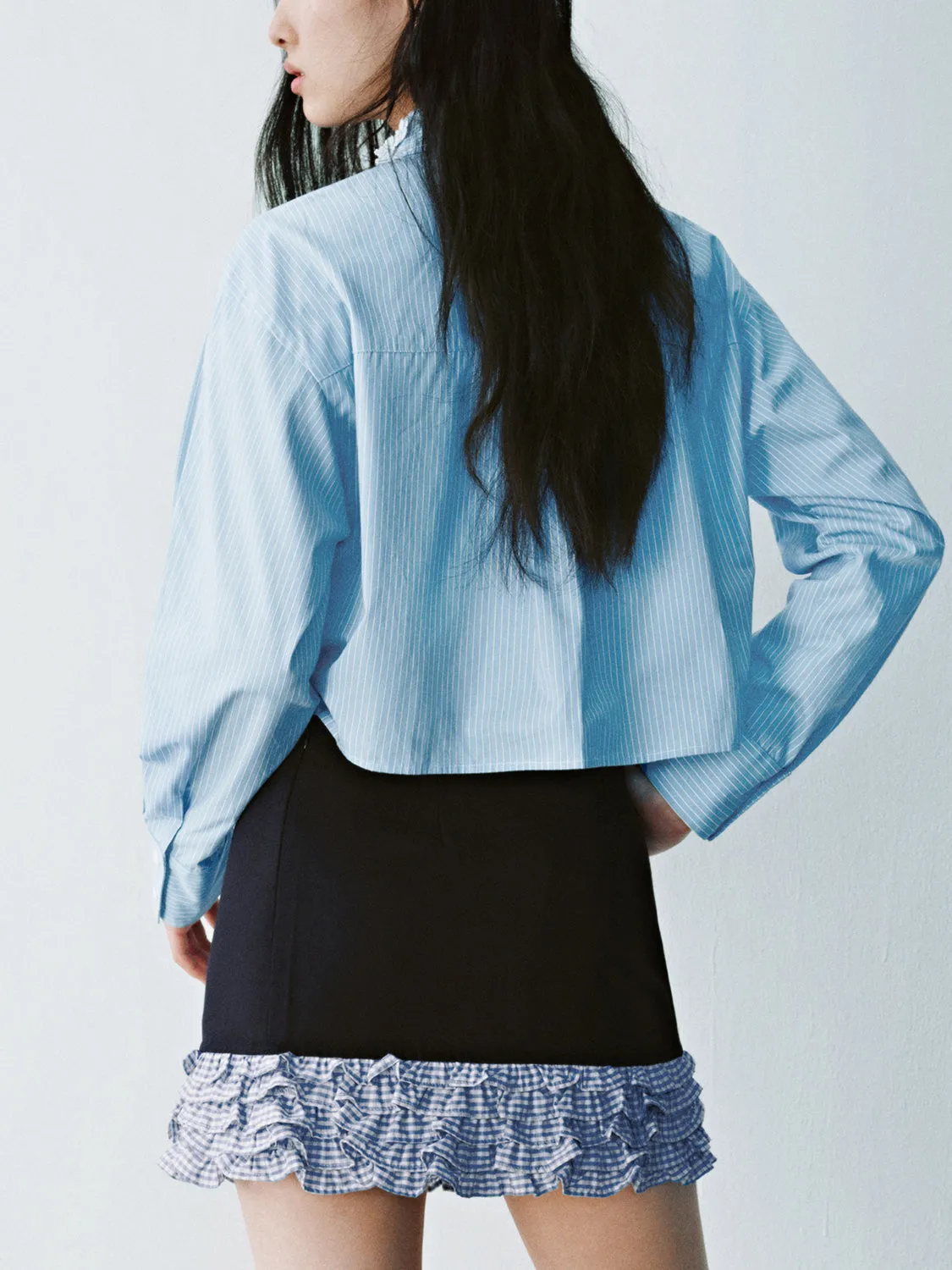 Cropped Striped Long Sleeve Shirts sold by Urban Revivo product image thumbnail 2