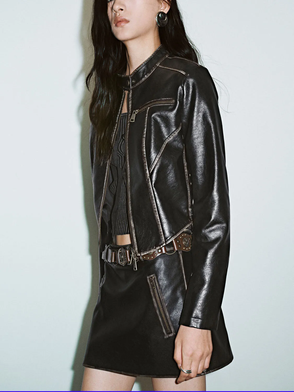 Cropped Biker Jackets sold by Urban Revivo product image thumbnail 3