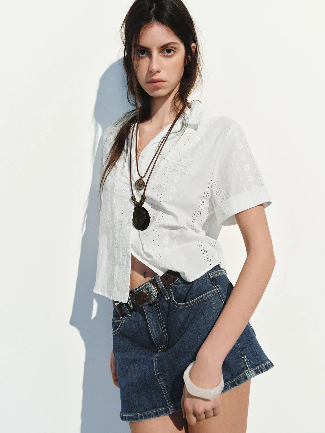 Camp Collar Crochet Shirts sold by Urban Revivo product image thumbnail 2