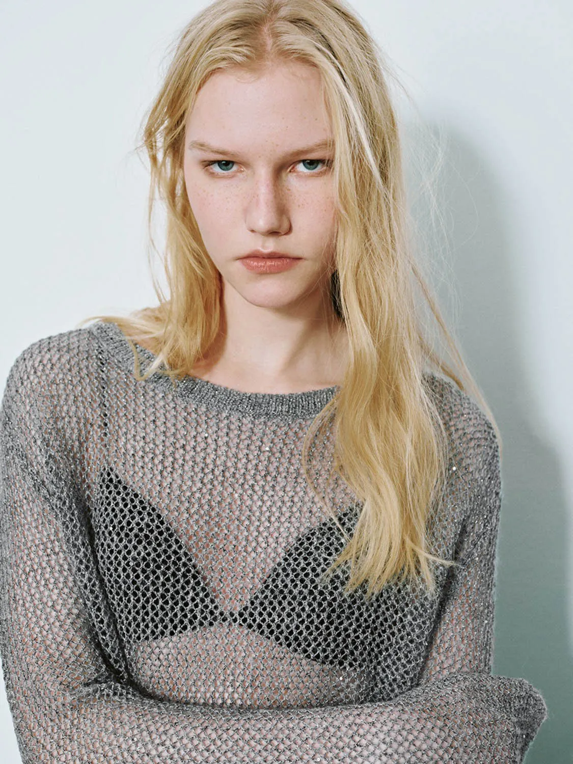 Mesh Knitted Long Sleeve T-Shirts sold by Urban Revivo product image thumbnail 5