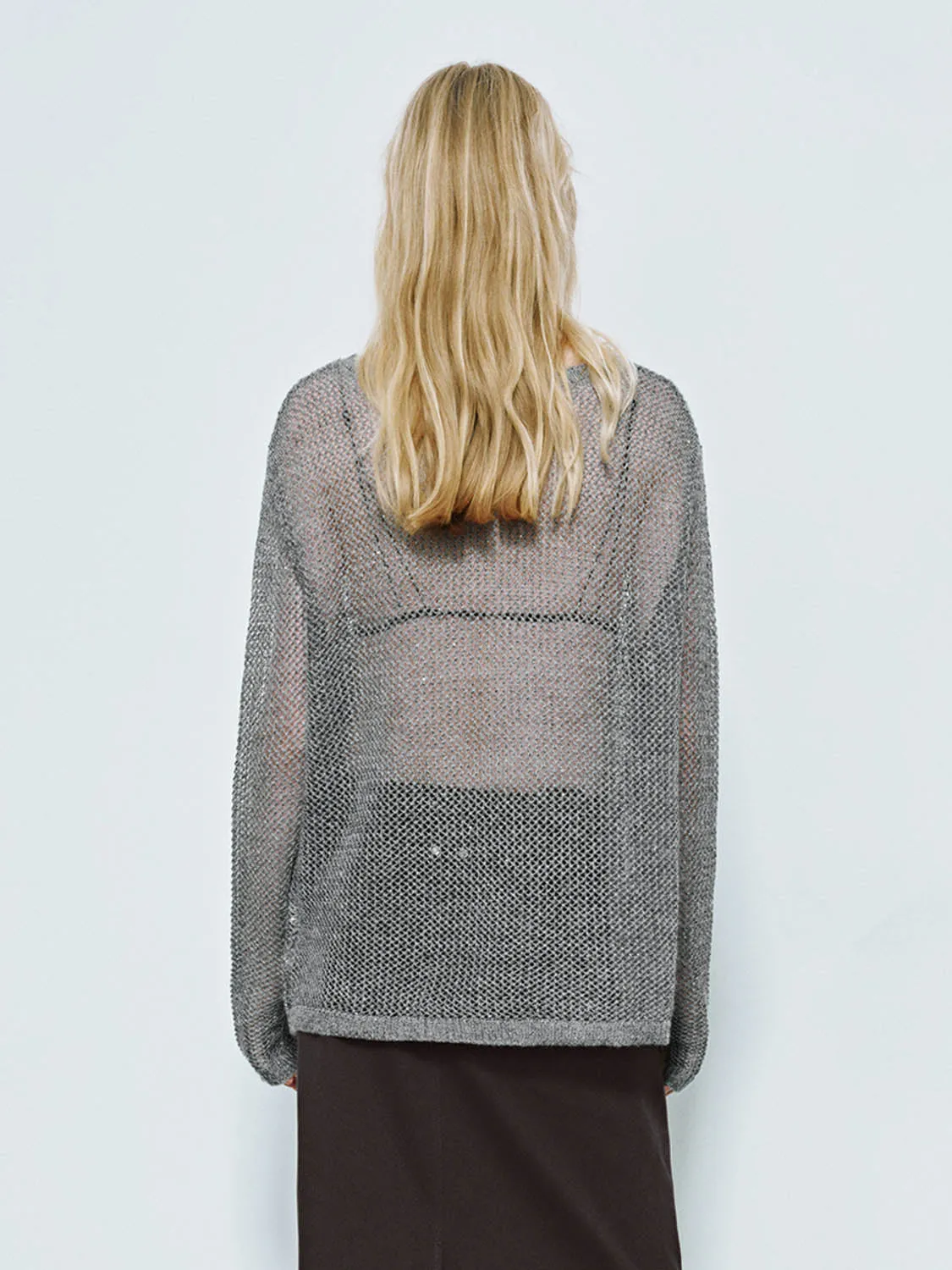 Mesh Knitted Long Sleeve T-Shirts sold by Urban Revivo product image thumbnail 3