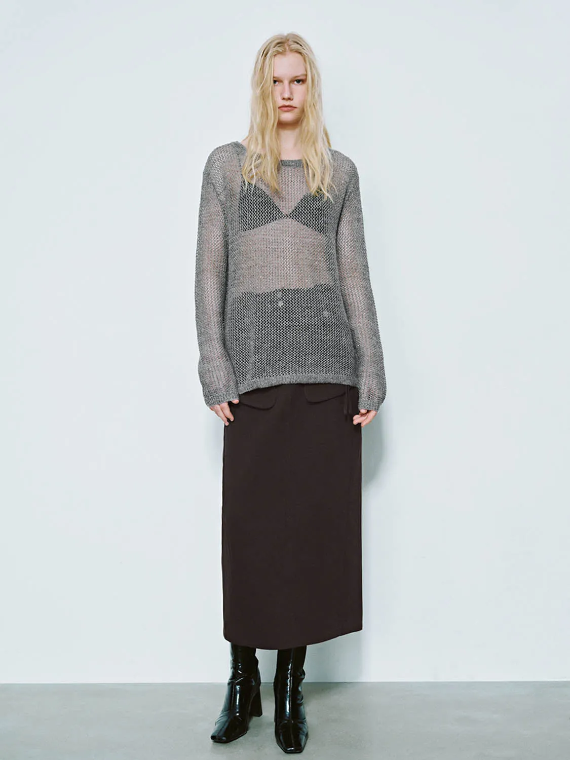 Mesh Knitted Long Sleeve T-Shirts sold by Urban Revivo product image thumbnail 2