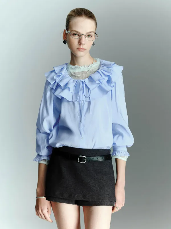 Ruffle Hem Overhead Shirts sold by Urban Revivo