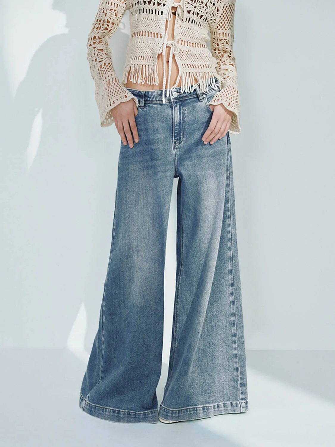 Denim Wide-Leg Pants sold by Urban Revivo product image thumbnail 2