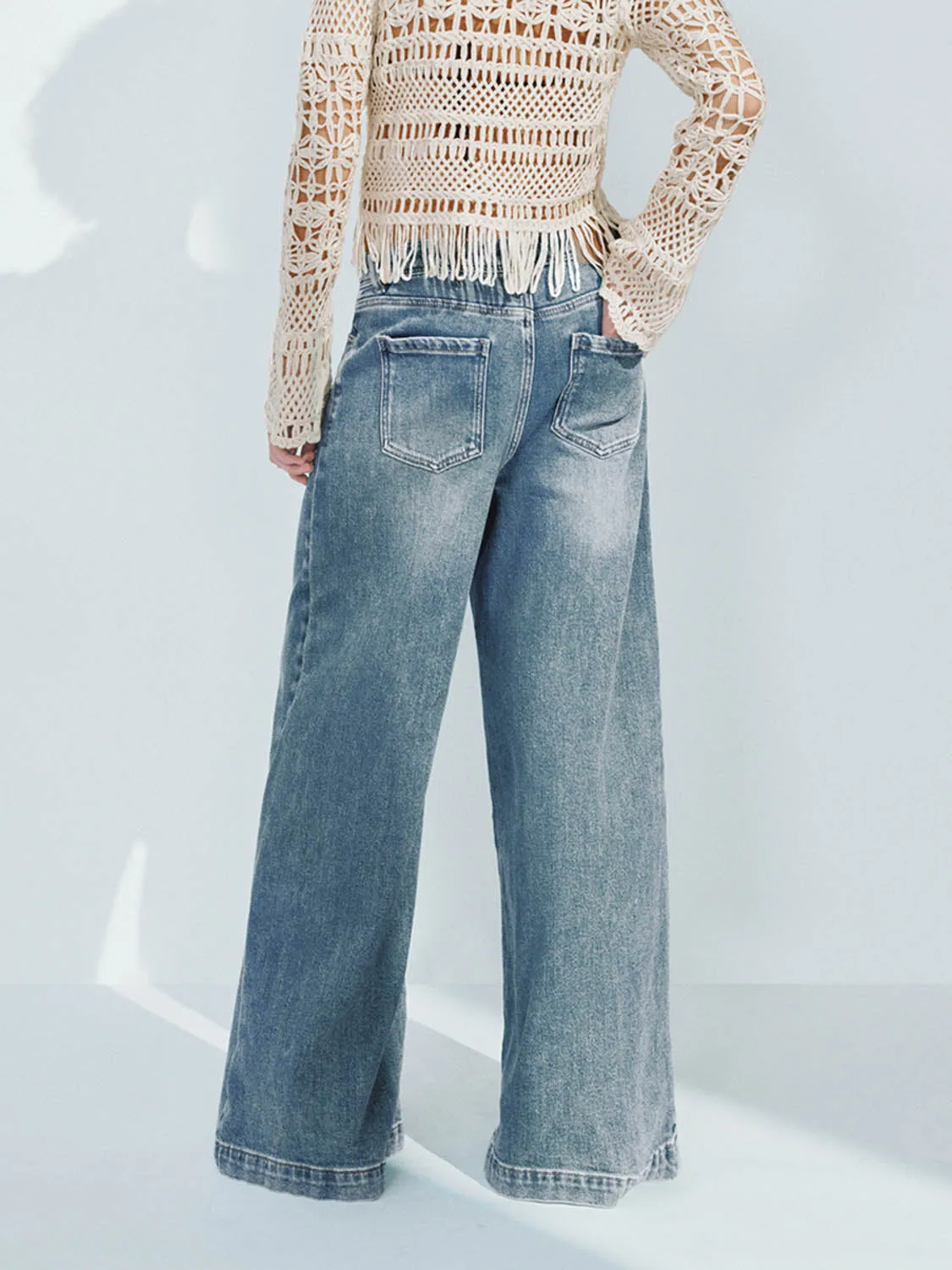 Denim Wide-Leg Pants sold by Urban Revivo product image thumbnail 3