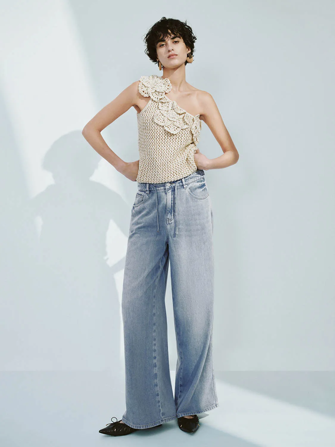 Denim Wide-Leg Pants sold by Urban Revivo product image thumbnail 5