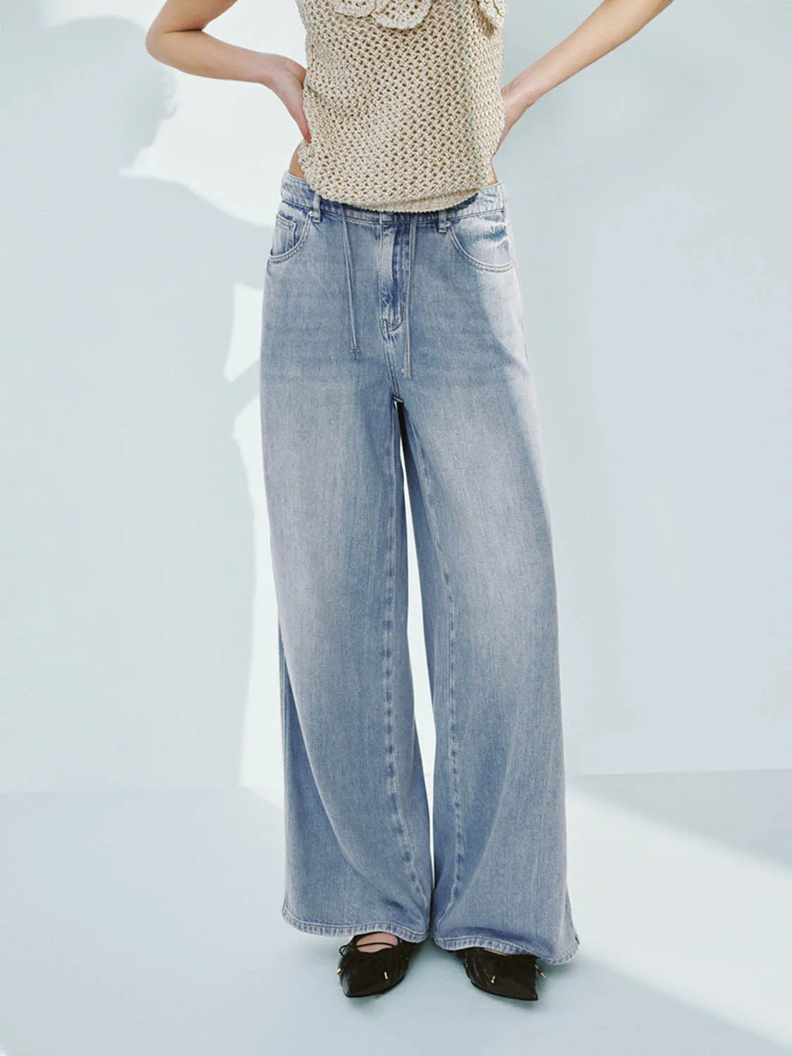 Denim Wide-Leg Pants sold by Urban Revivo product image thumbnail 2