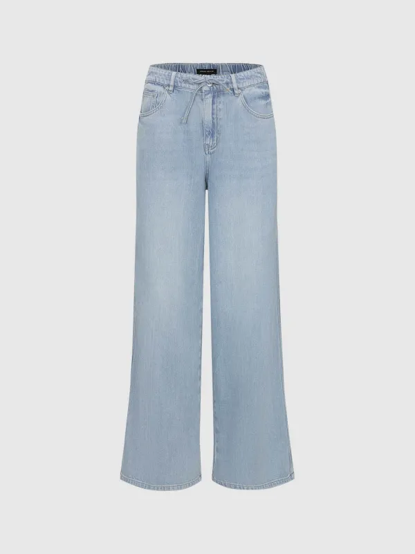 Denim Wide-Leg Pants sold by Urban Revivo