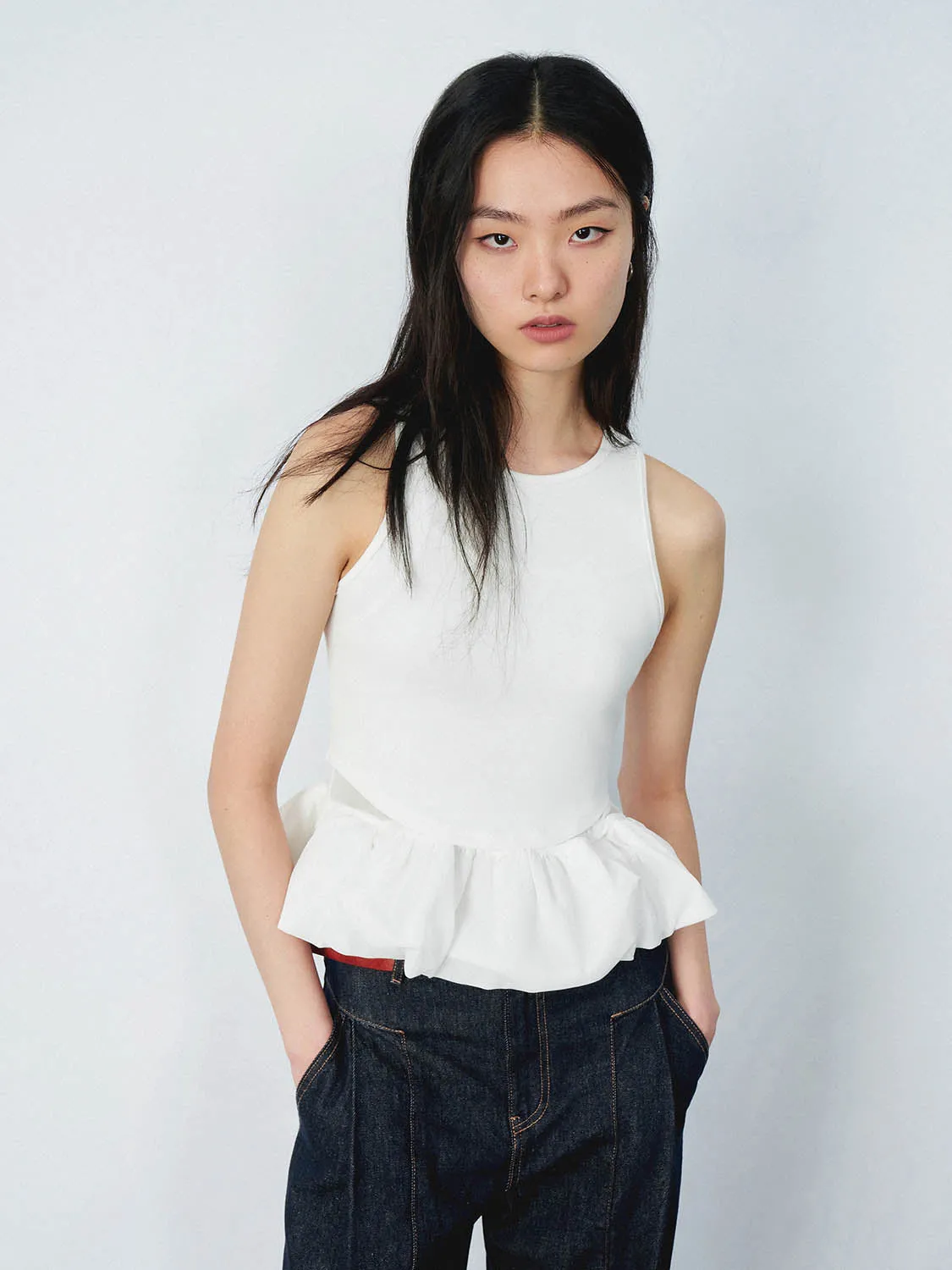 Ruffle Hem Skinny Tank Tops sold by Urban Revivo