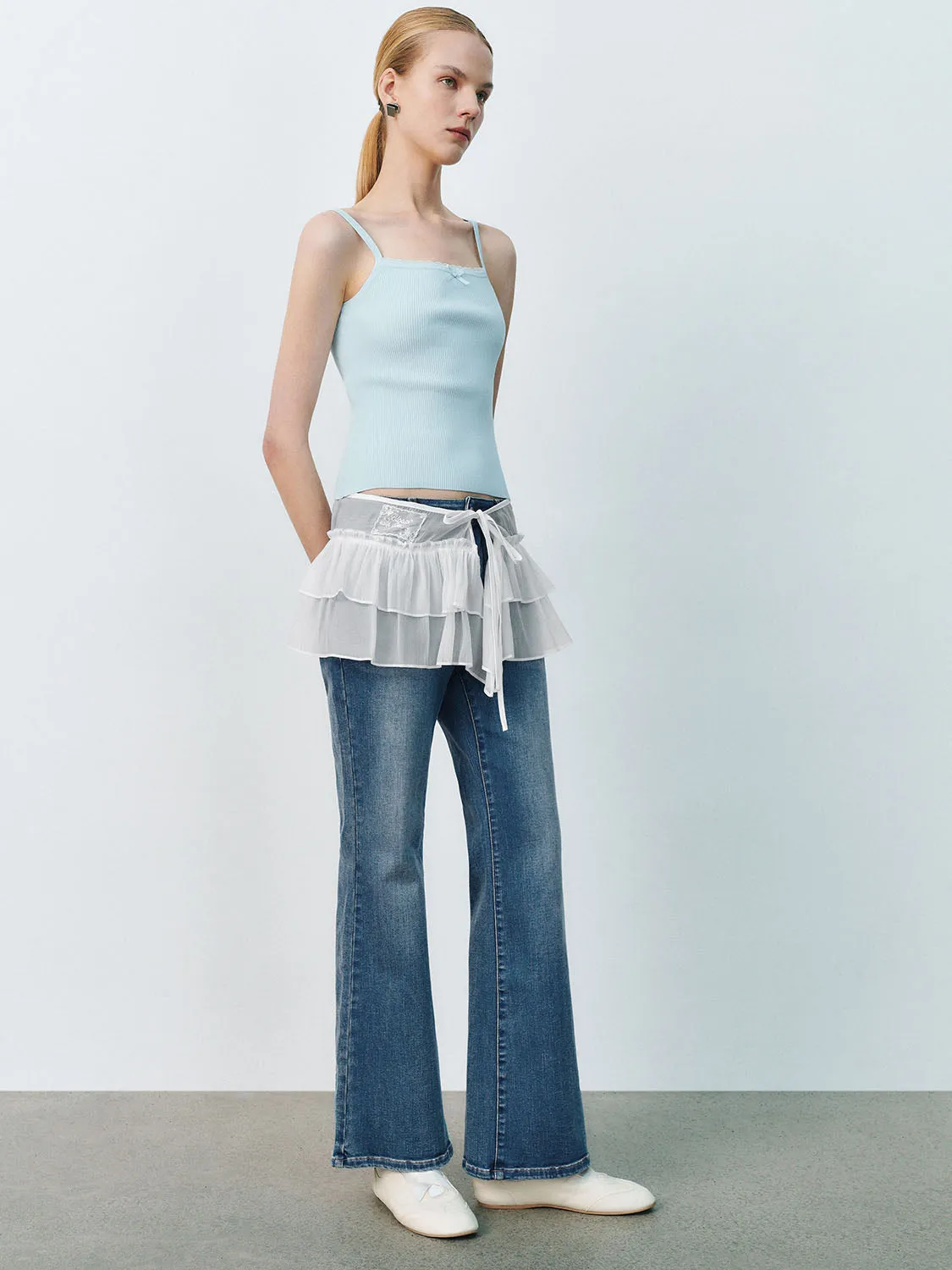 Lace Layered Denim Jeans sold by Urban Revivo product image thumbnail 5