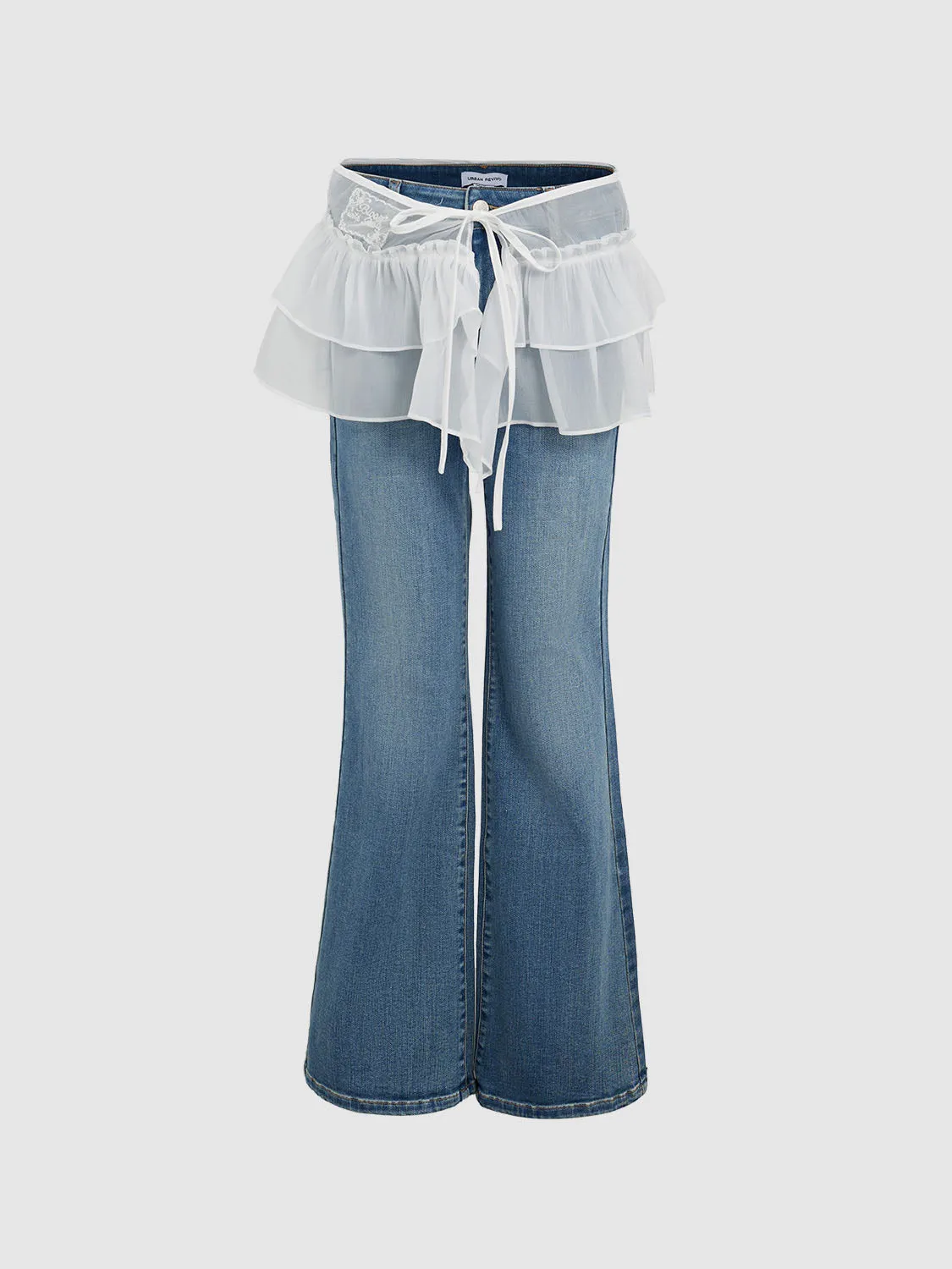 Lace Layered Denim Jeans sold by Urban Revivo