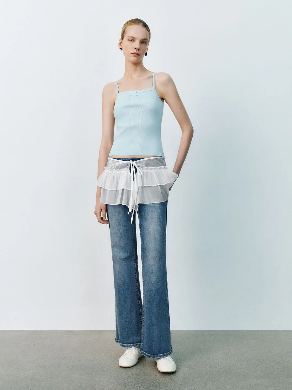 Lace Layered Denim Jeans sold by Urban Revivo product image thumbnail 4