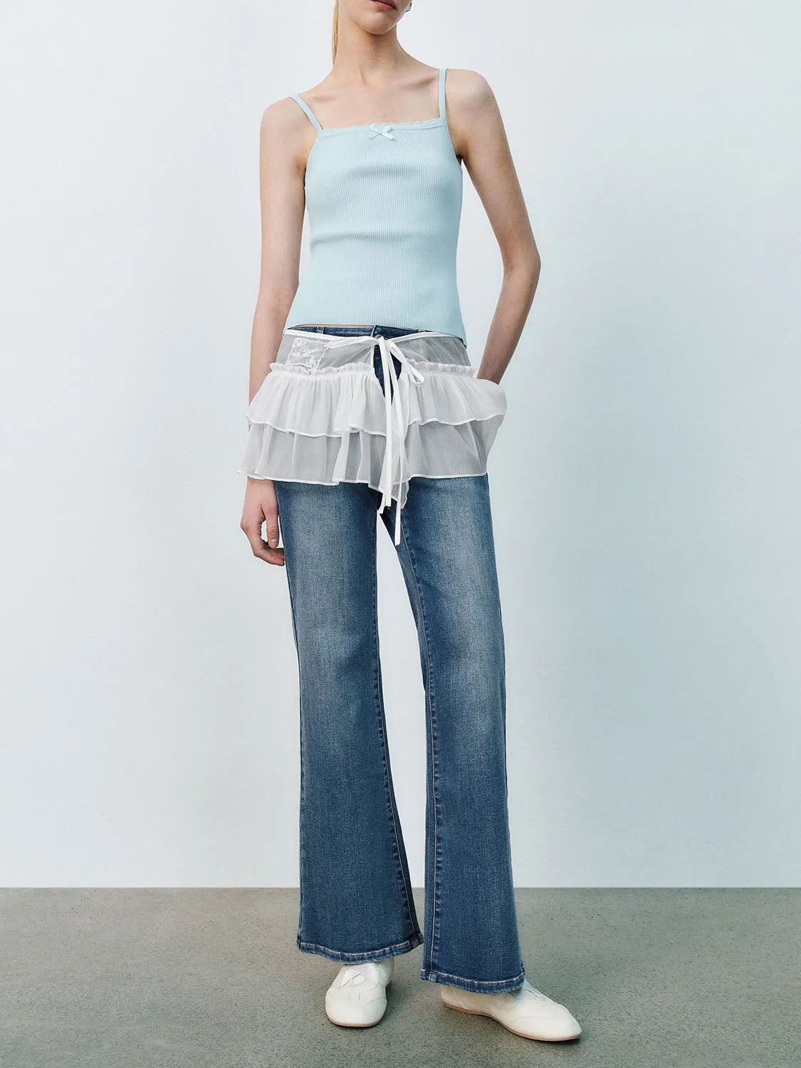 Lace Layered Denim Jeans sold by Urban Revivo product image thumbnail 2