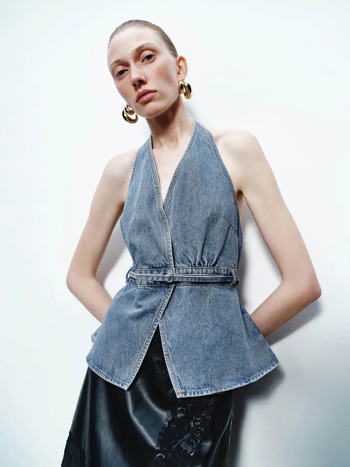 Halter Neck Denim Blouses sold by Urban Revivo