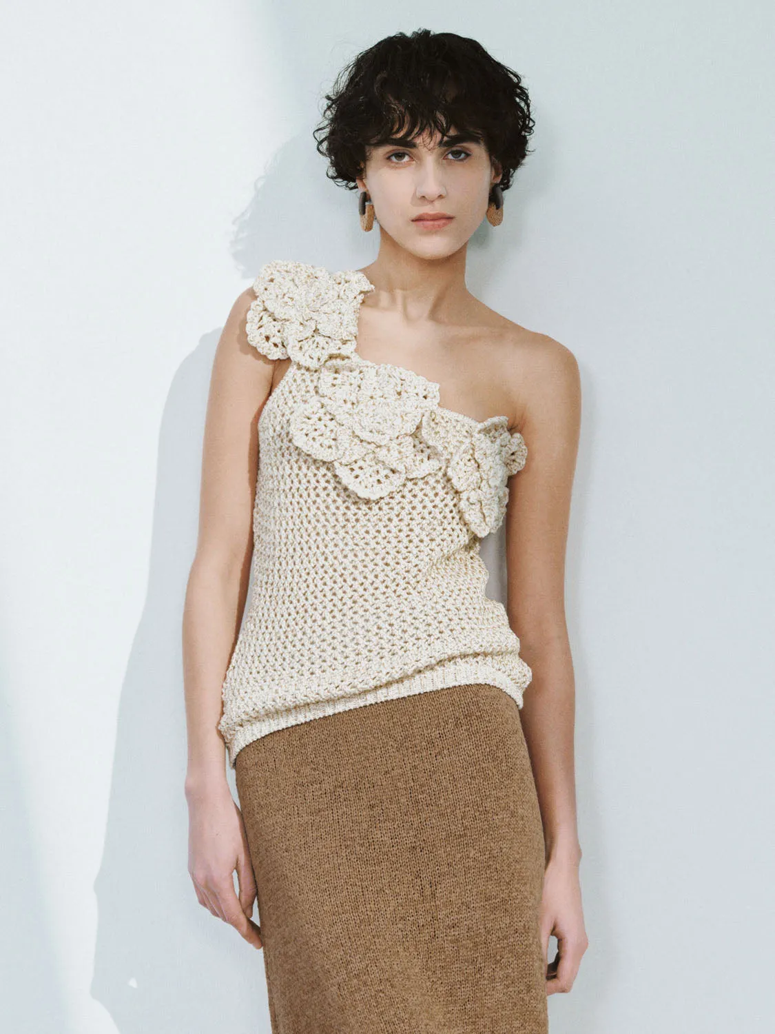 Crochet Knitted One Shoulder T-Shirts sold by Urban Revivo