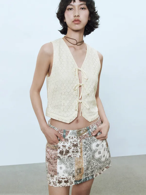 Leisure Lace Up Front Vests sold by Urban Revivo