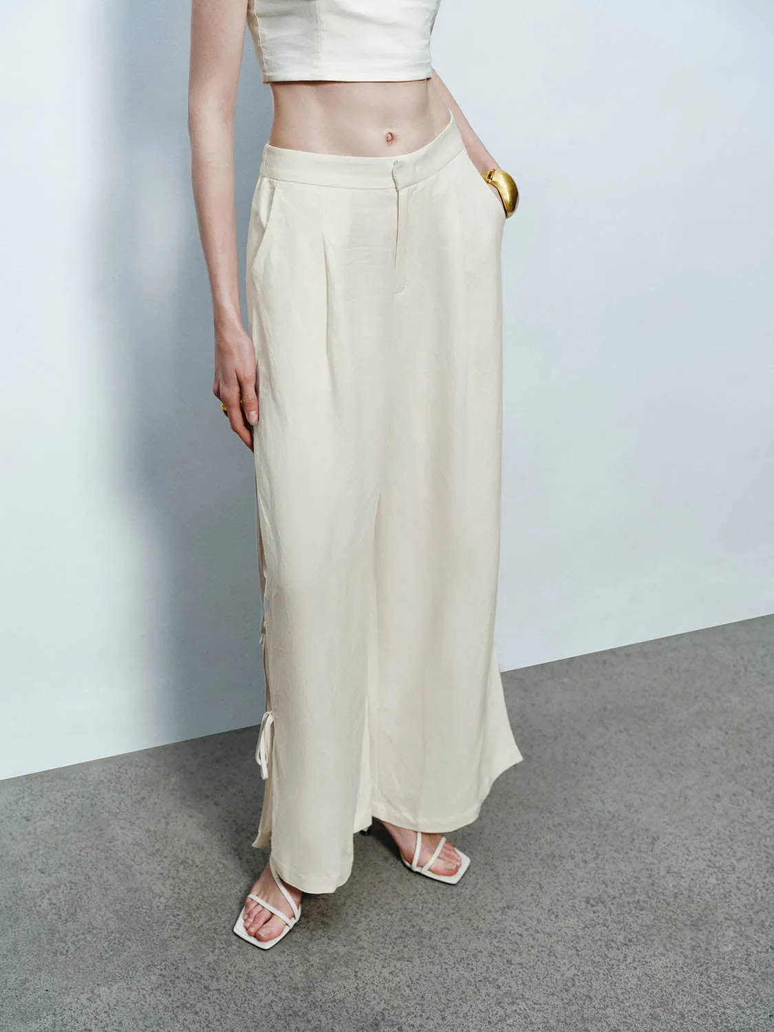 Lace Up Wide-Leg Pants sold by Urban Revivo product image thumbnail 3