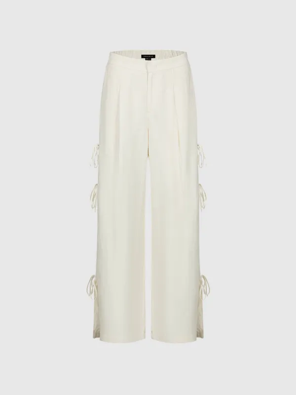 Lace Up Wide-Leg Pants sold by Urban Revivo