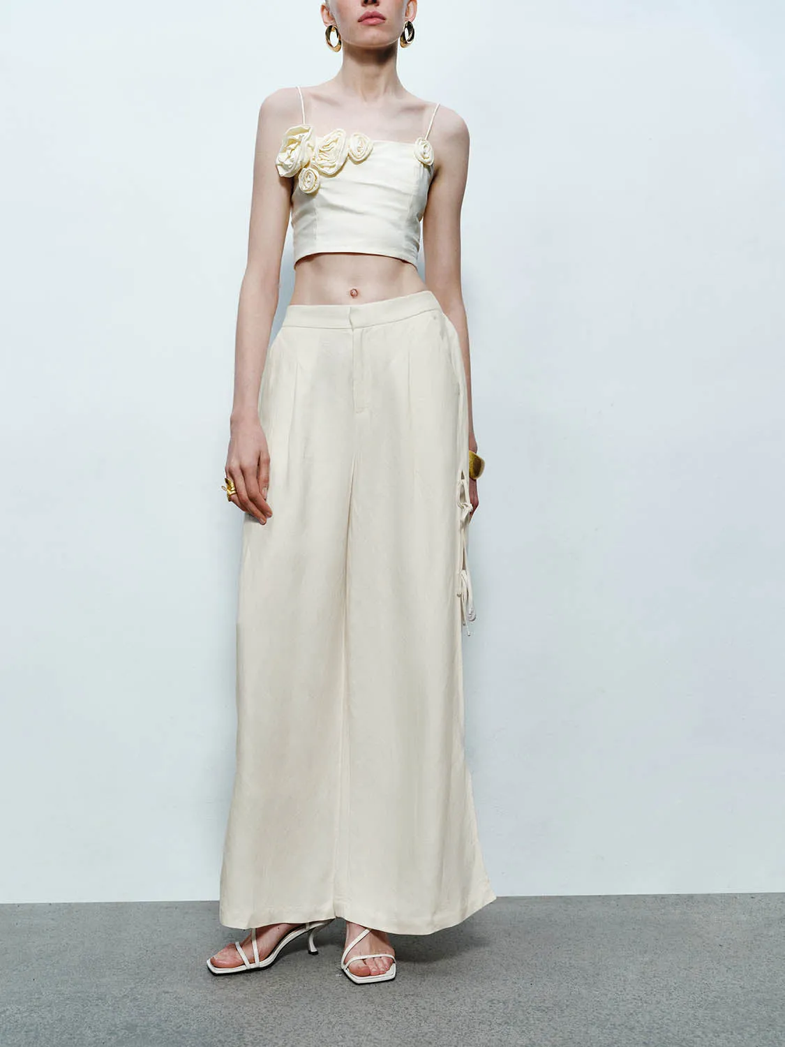 Lace Up Wide-Leg Pants sold by Urban Revivo product image thumbnail 2