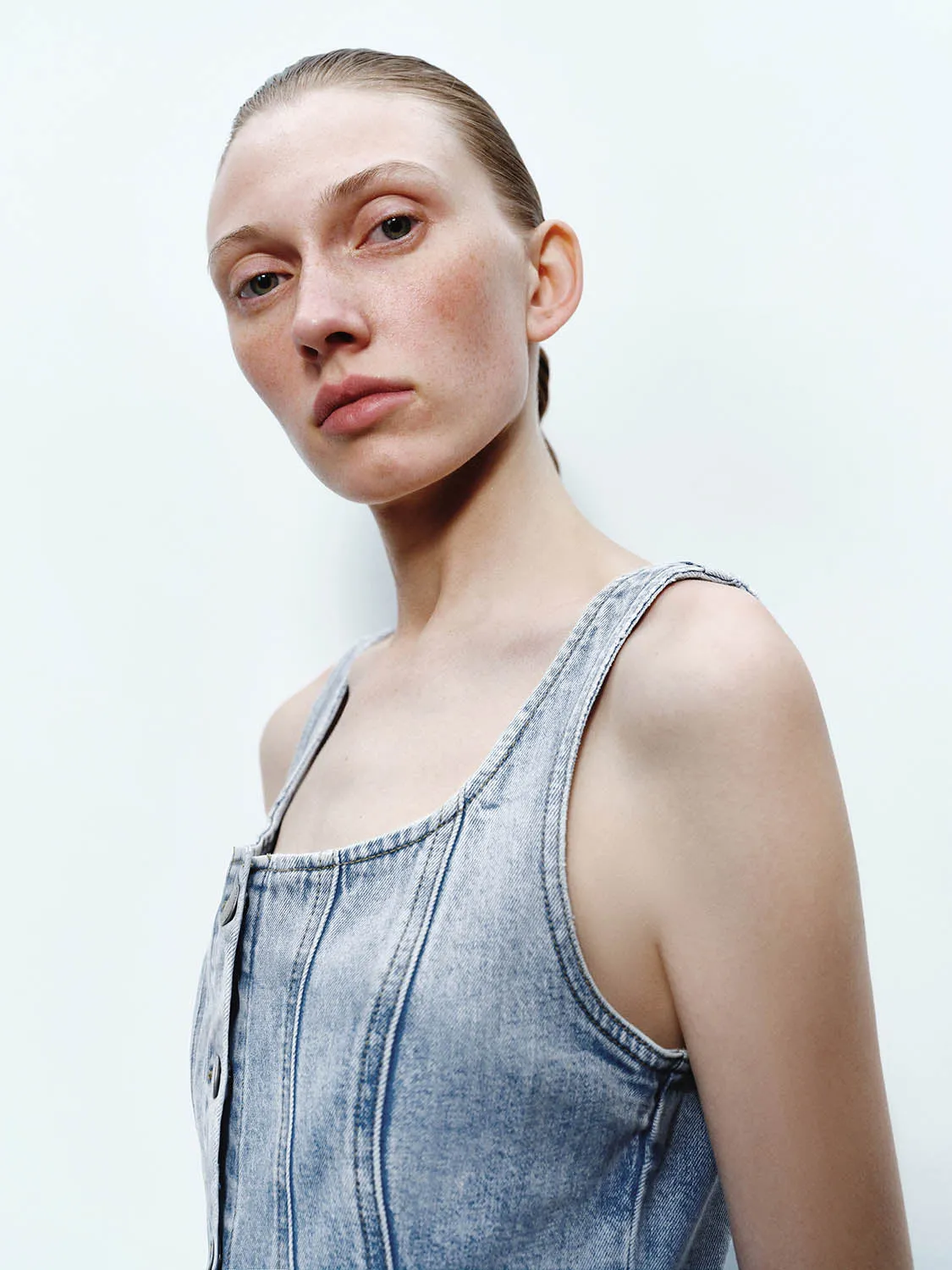 Wide Strap Button Up Denim Dresses sold by Urban Revivo product image thumbnail 3