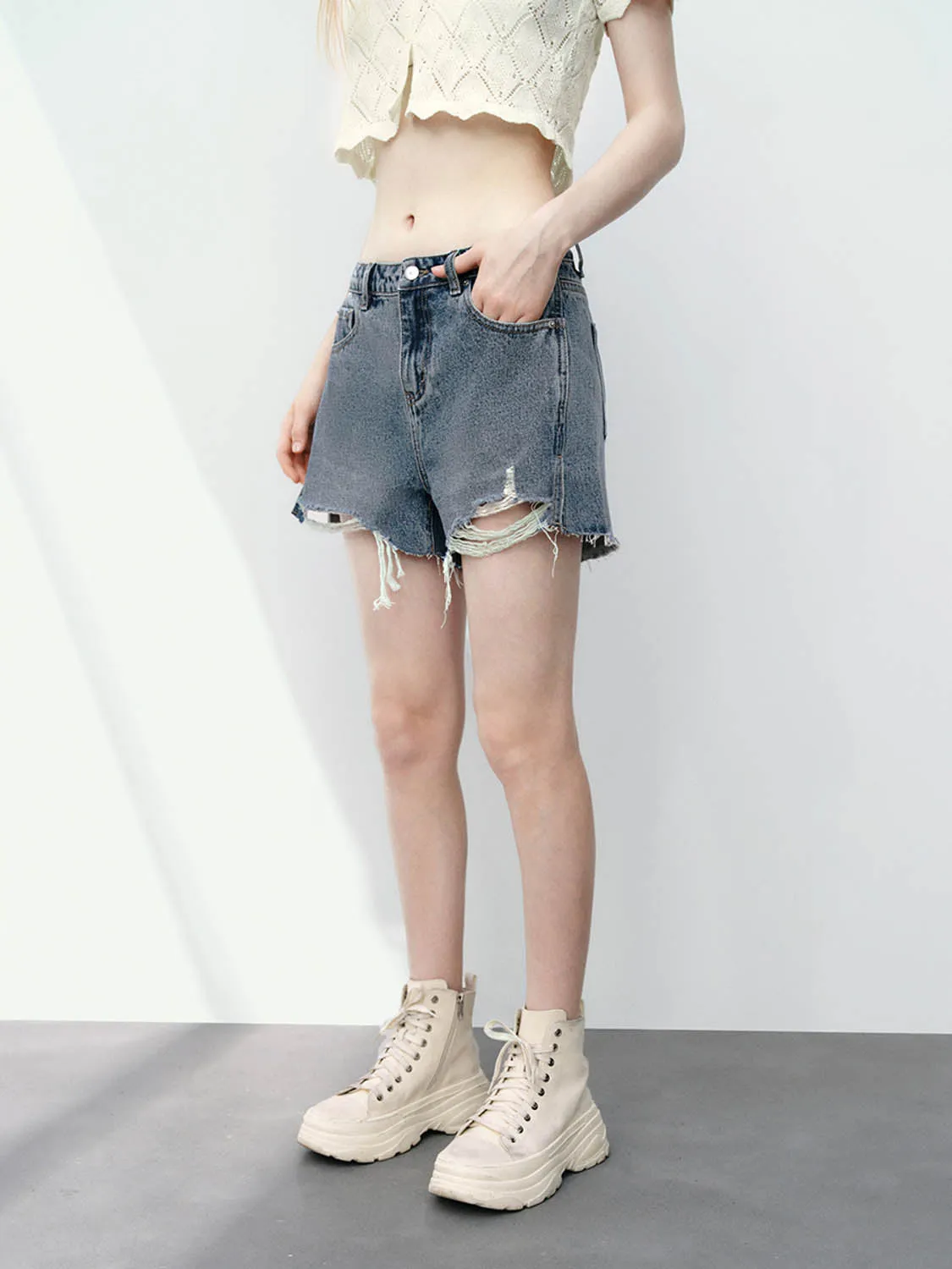 Denim Shorts sold by Urban Revivo product image thumbnail 4