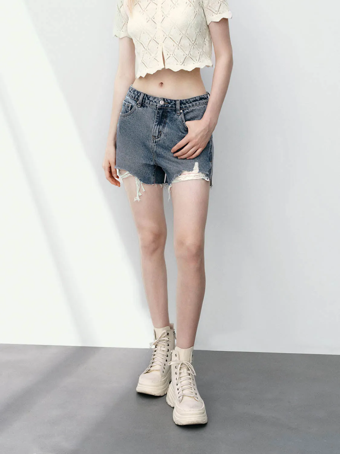Denim Shorts sold by Urban Revivo product image thumbnail 2