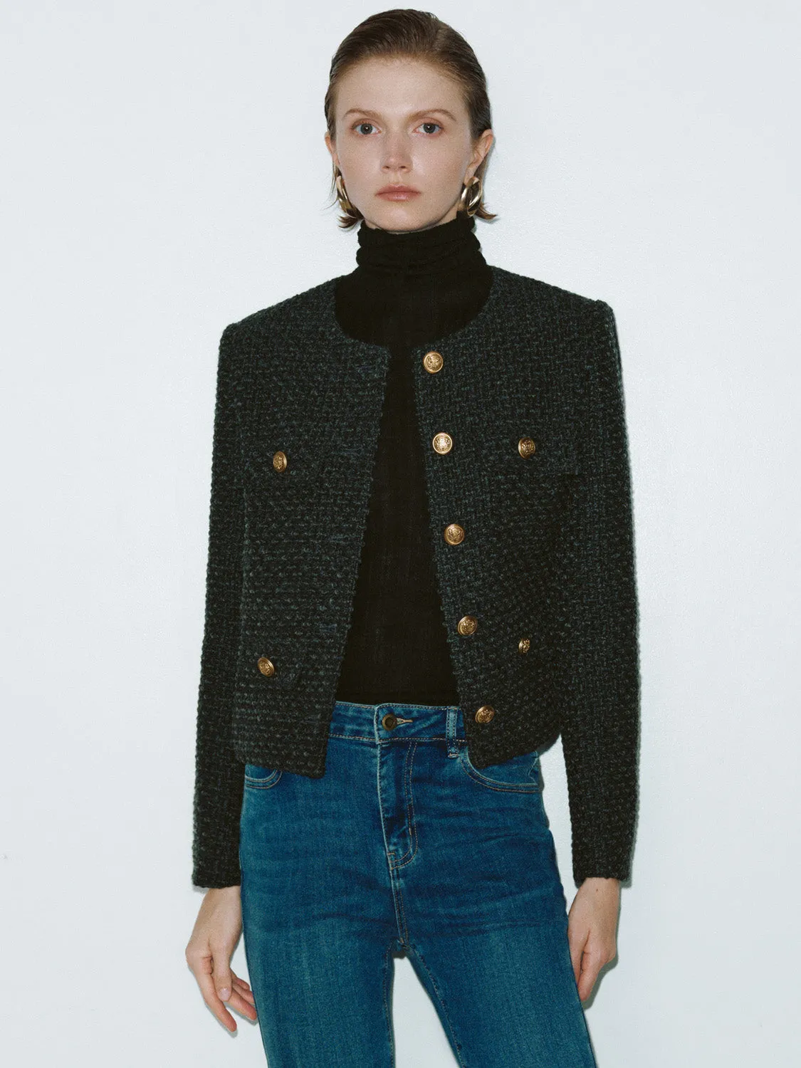 Button Up Tweed Jackets sold by Urban Revivo