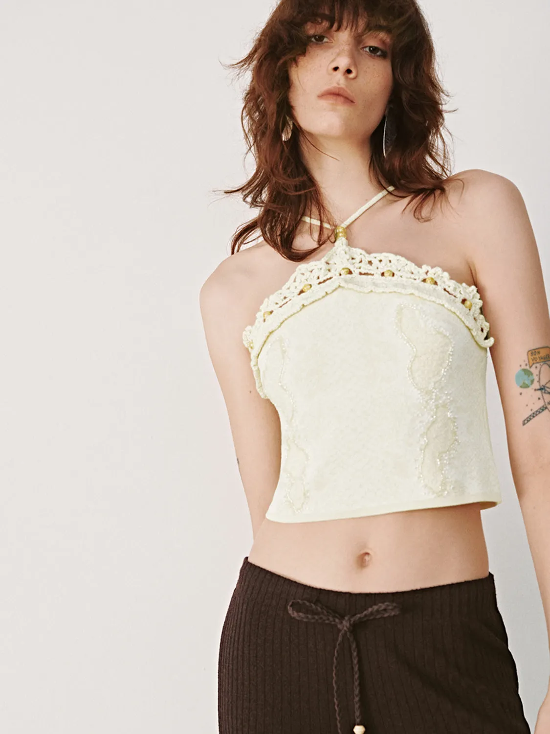 Halter Neck Crochet Knitted Tops sold by Urban Revivo product image thumbnail 5