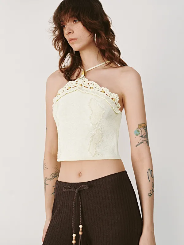 Halter Neck Crochet Knitted Tops sold by Urban Revivo