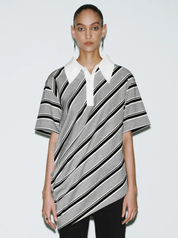 Irregular Hem Striped T-Shirts sold by Urban Revivo