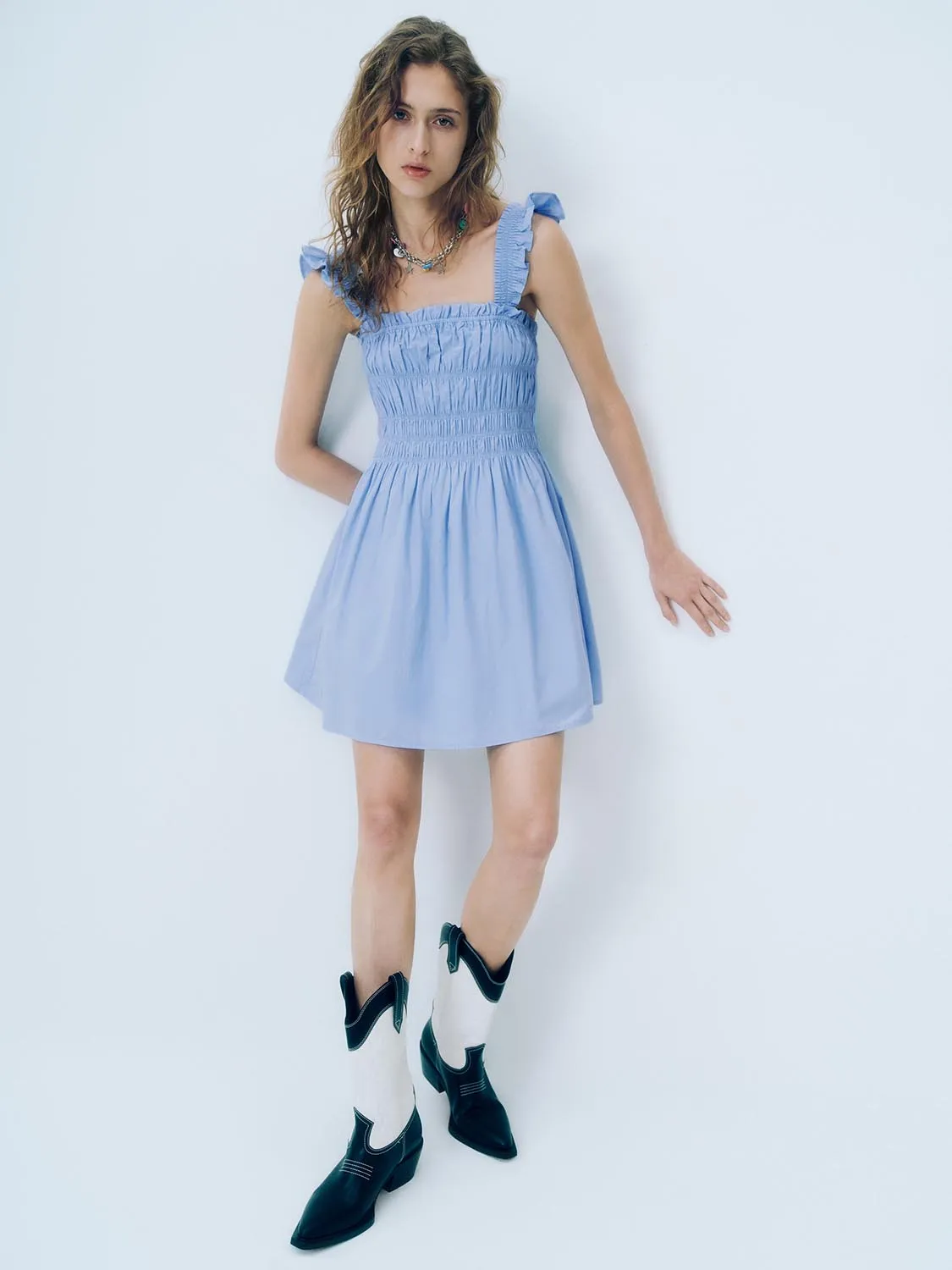 Shirred Wide Strap A-Line Dresses sold by Urban Revivo product image thumbnail 4