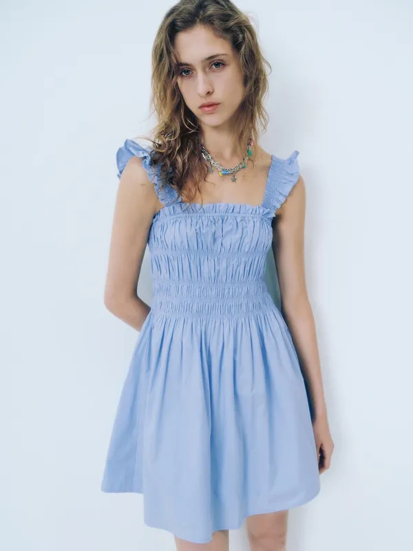 Shirred Wide Strap A-Line Dresses sold by Urban Revivo