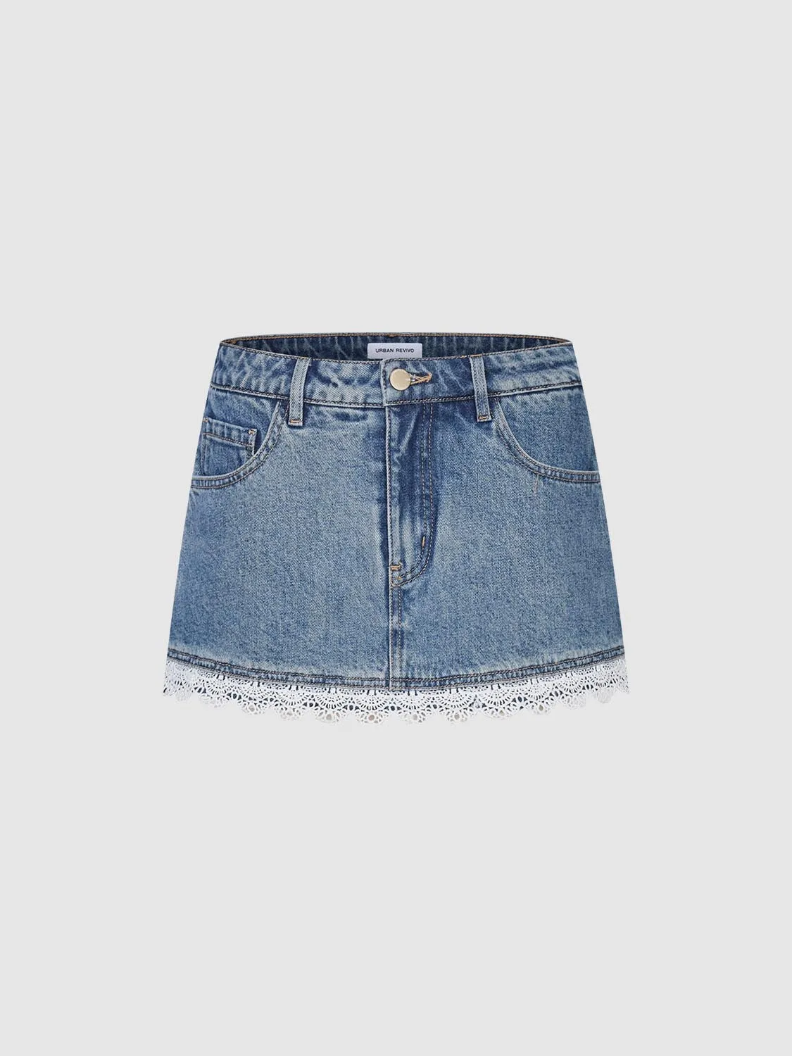 Lace Hem Denim Shorts sold by Urban Revivo