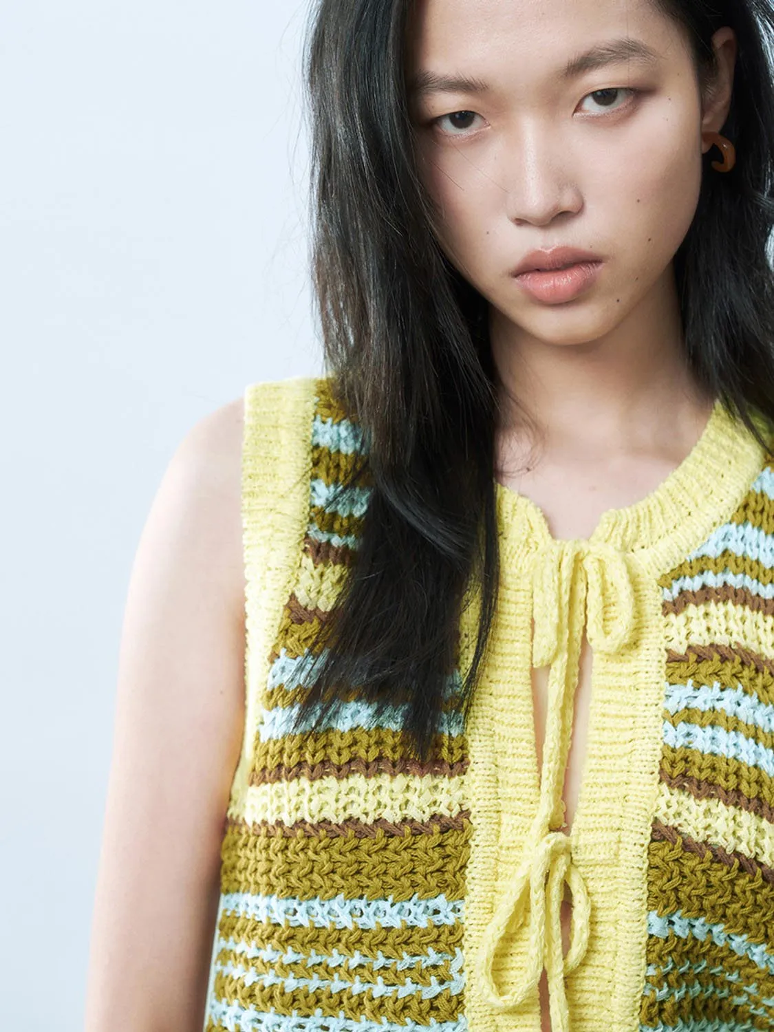 Knitted Lace Up Front Vests sold by Urban Revivo product image thumbnail 3