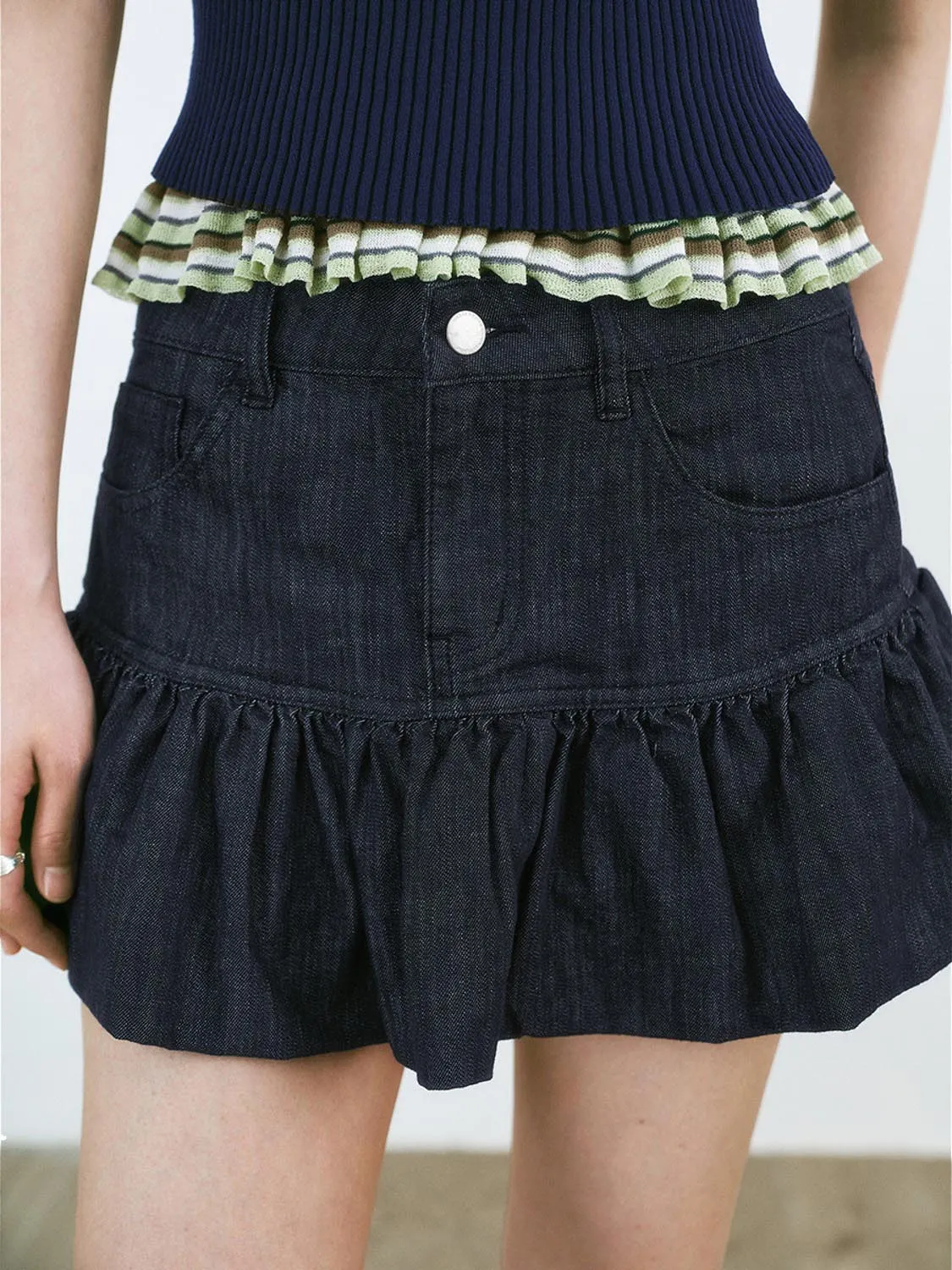 Pleated Denim Skirts sold by Urban Revivo product image thumbnail 4