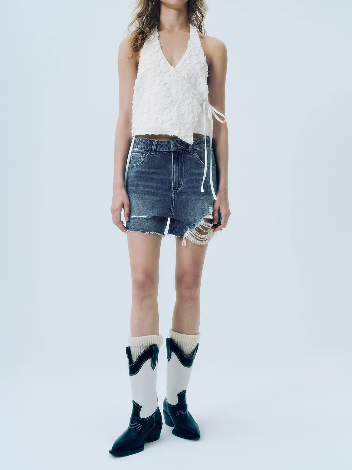 Ripped Denim Shorts sold by Urban Revivo product image thumbnail 2