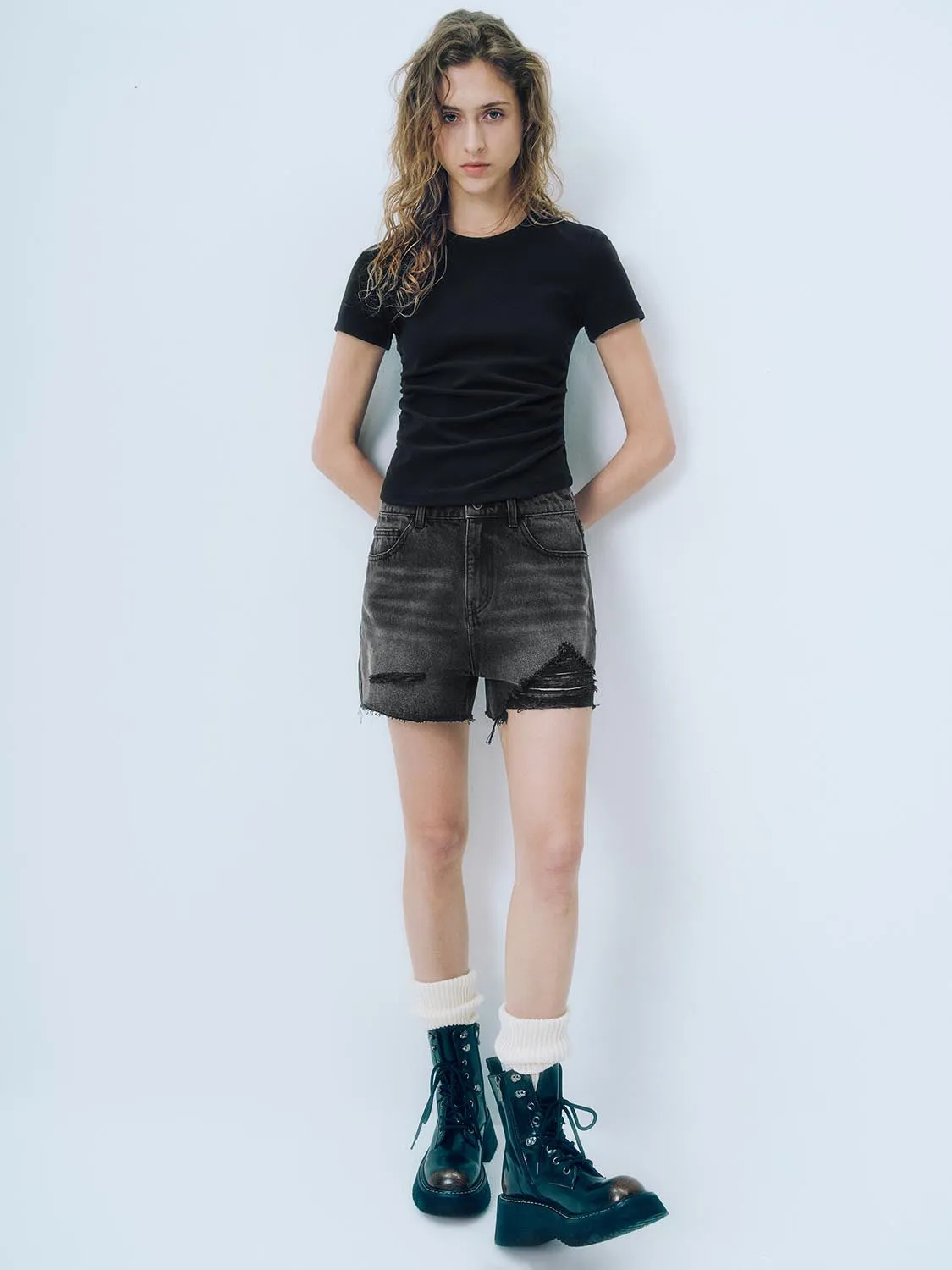 Ripped Denim Shorts sold by Urban Revivo product image thumbnail 5