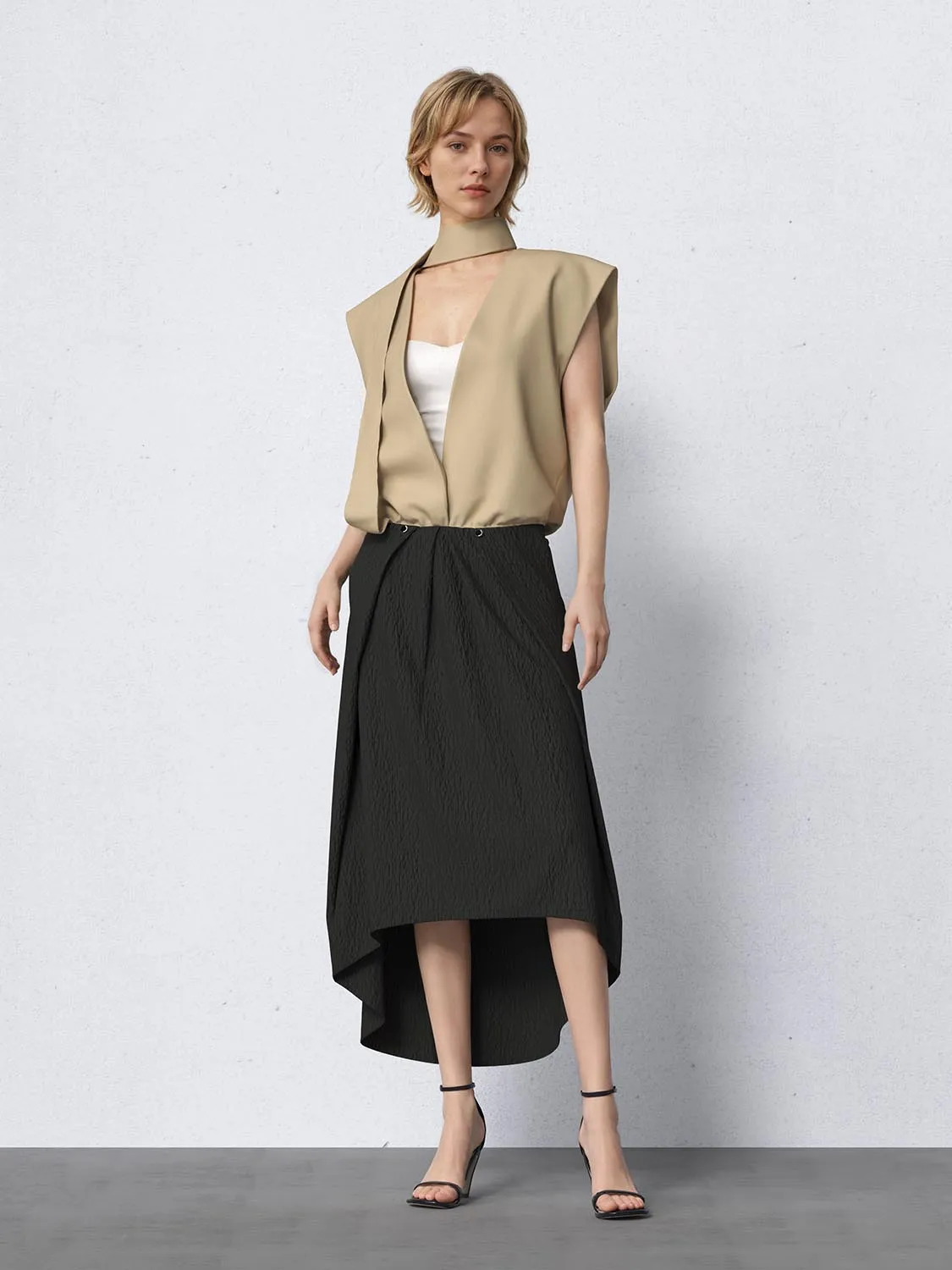 Scarf Detail Crossover Waistcoats sold by Urban Revivo product image thumbnail 4