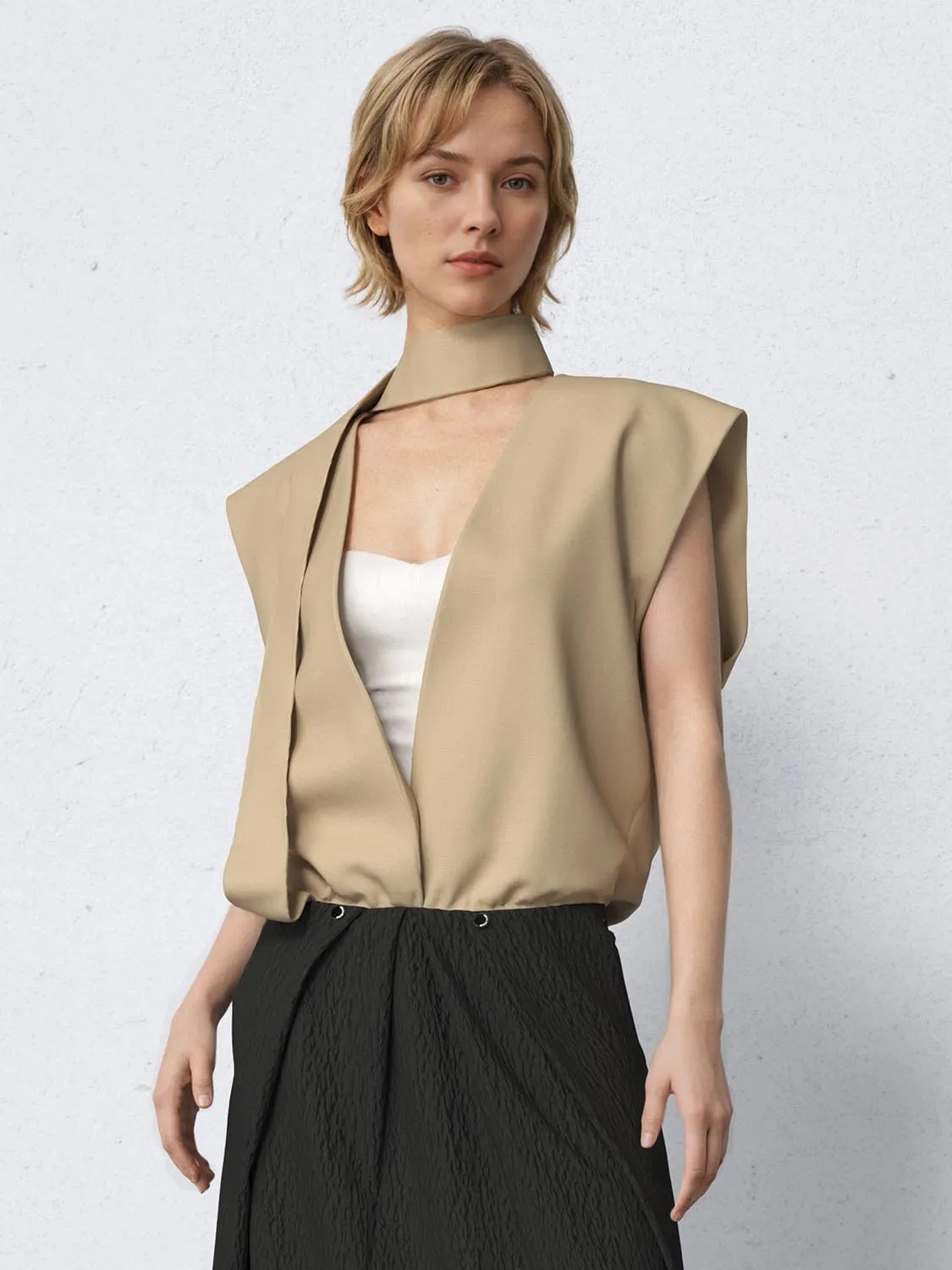 Scarf Detail Crossover Waistcoats sold by Urban Revivo product image thumbnail 2