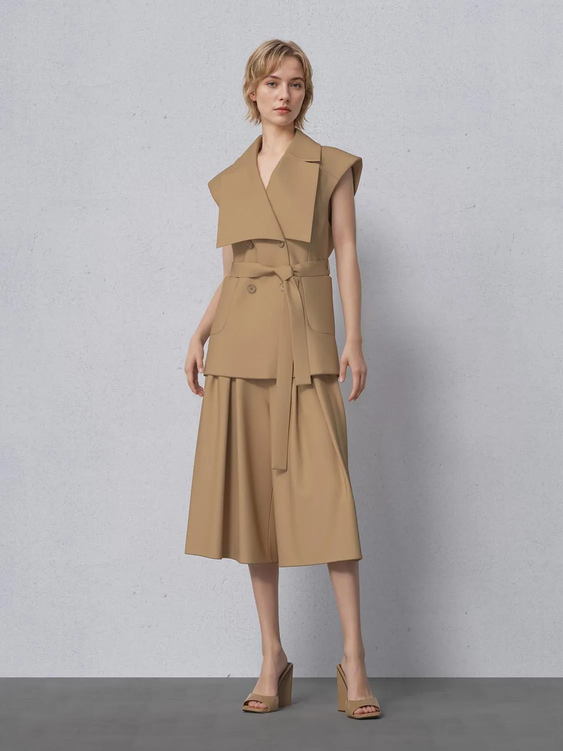 Wide Lapel Double Breasted Belted Waistcoats sold by Urban Revivo product image thumbnail 5