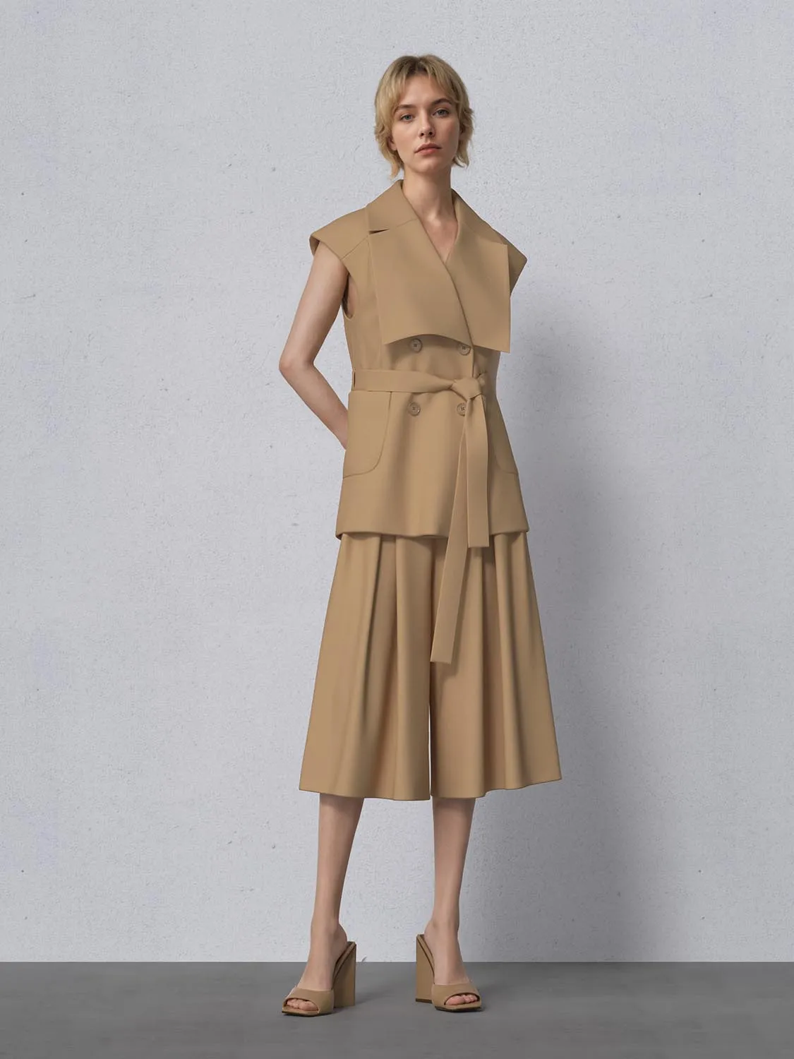 Wide Lapel Double Breasted Belted Waistcoats sold by Urban Revivo product image thumbnail 4