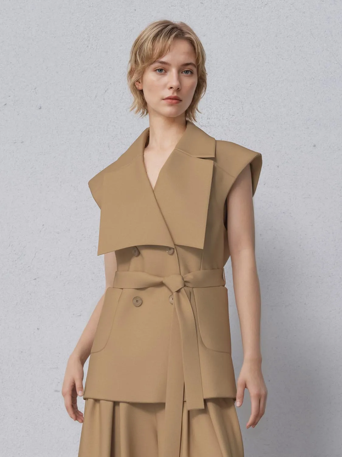 Wide Lapel Double Breasted Belted Waistcoats sold by Urban Revivo product image thumbnail 2