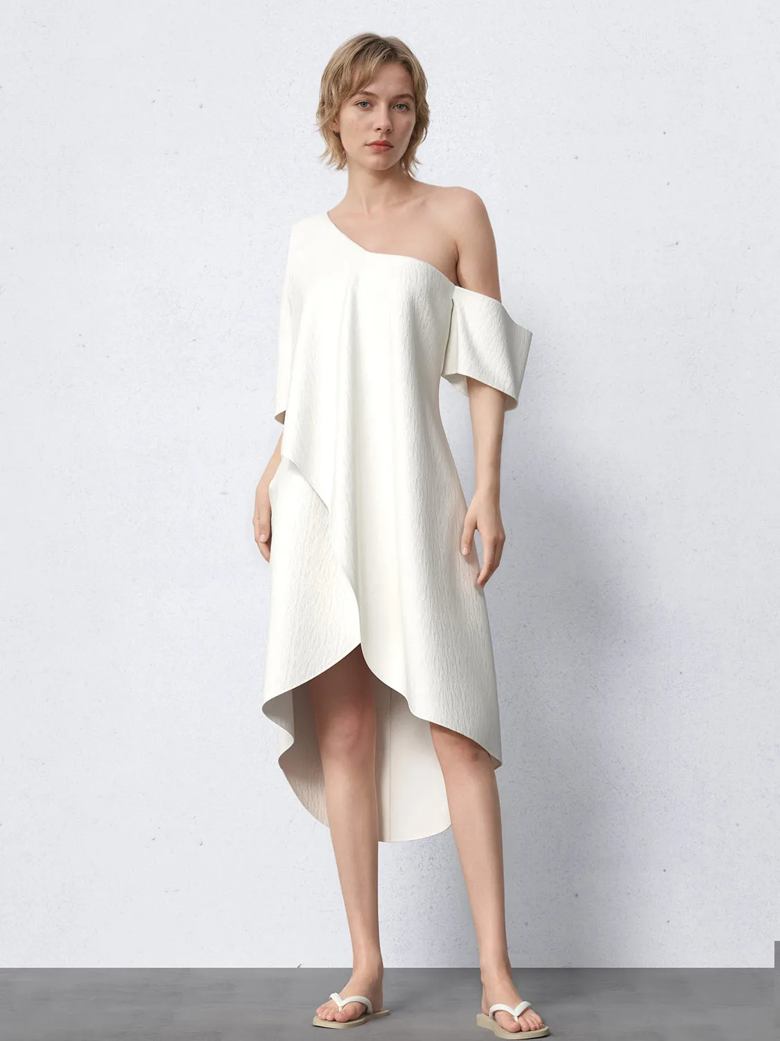 One Shoulder Irregular Hem A-Line Dress sold by Urban Revivo