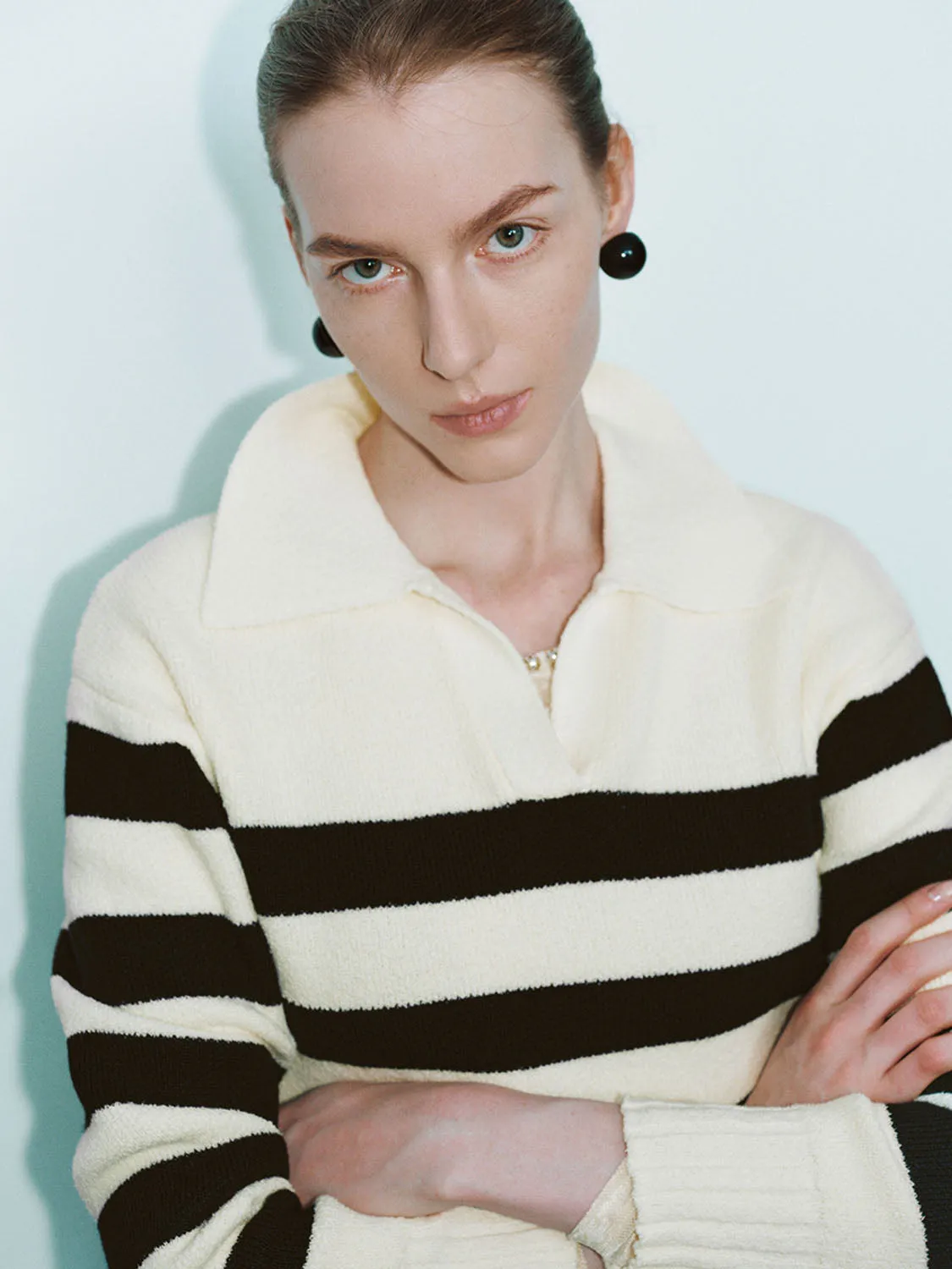 Striped Lapel Knitted T-Shirts sold by Urban Revivo product image thumbnail 5