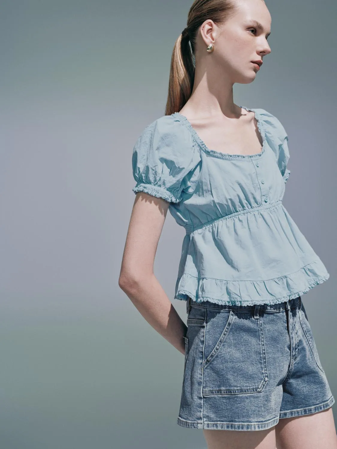 Ruffle Hem Overhead Blouses sold by Urban Revivo product image thumbnail 2