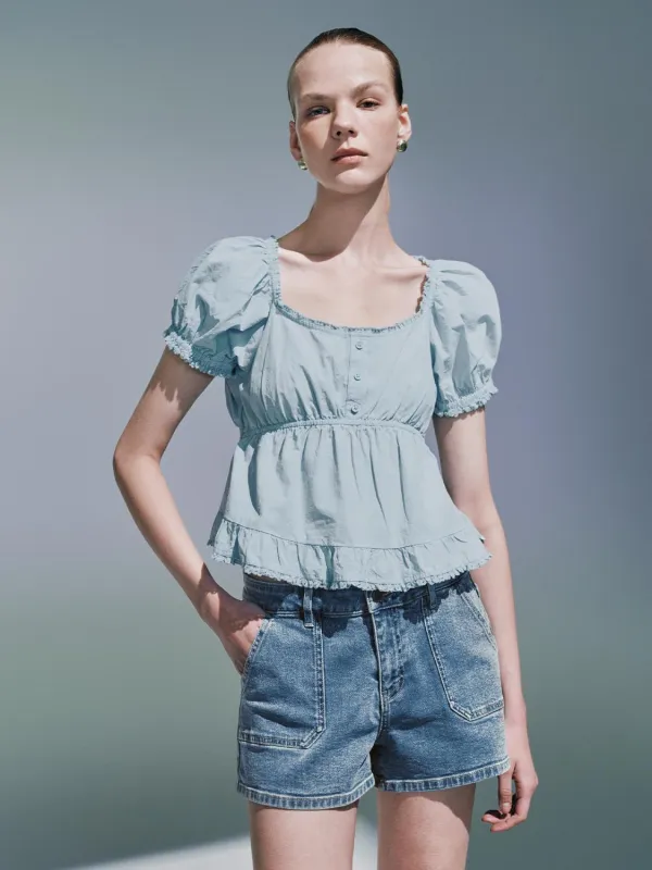 Ruffle Hem Overhead Blouses sold by Urban Revivo