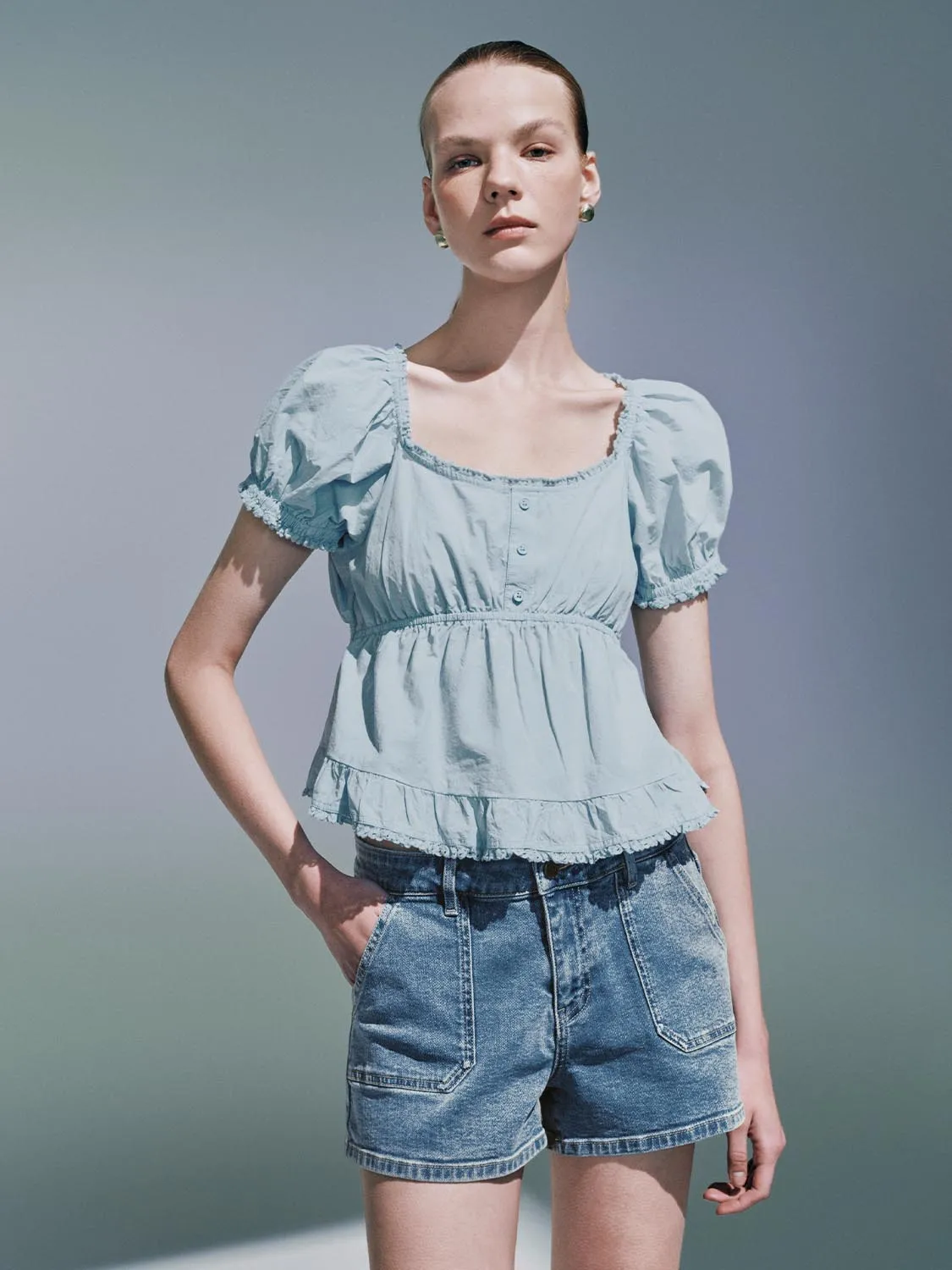 Ruffle Hem Overhead Blouses sold by Urban Revivo