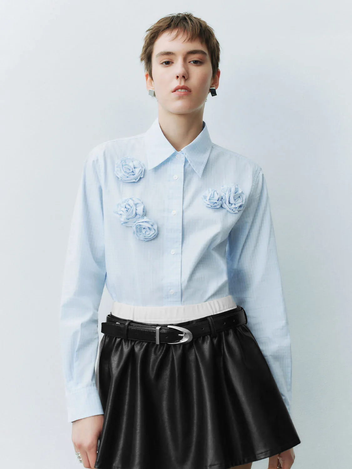 Flower Décor Cropped Shirts sold by Urban Revivo